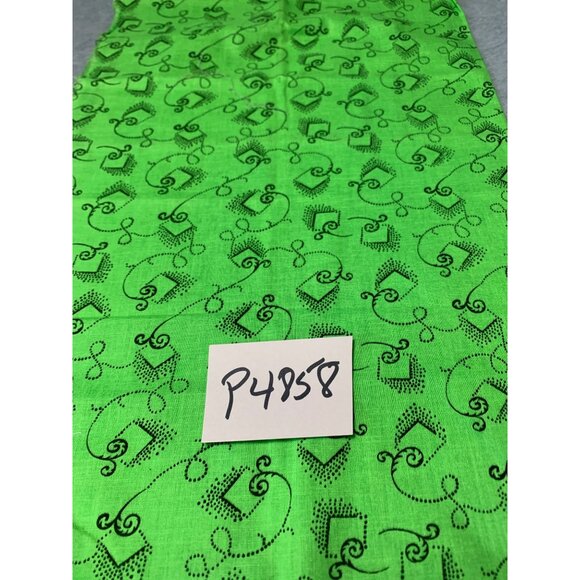 Bright Green Fabric Black Swirl Dot Patterns Sewing Crafts Measures 18" x 22" Co - Picture 4 of 8